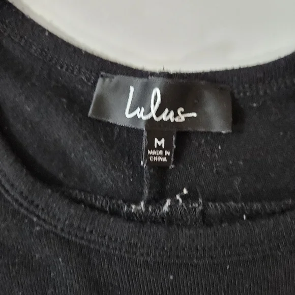 Lulus sz M Black zip to my lou hi low back goldtone zip sweater top - Picture 7 of 7